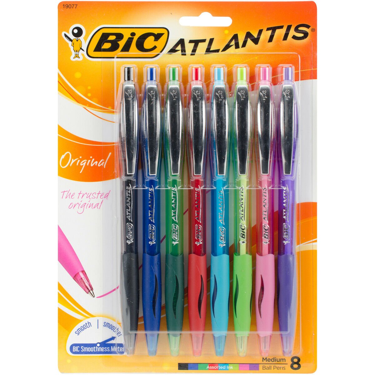 Bic Atlantis Original Retractable Ballpoint Pens 8/Pkg-Assorted