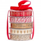American Crafts Christmas Ribbon Deck The Halls 5 Spools