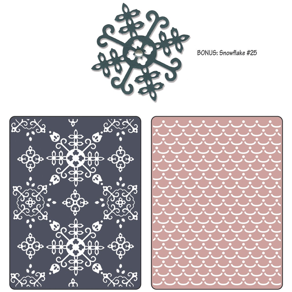 Sizzix Basic Grey Santa Lucia And Moguls Set Embossed Folders And Sizzlits Die