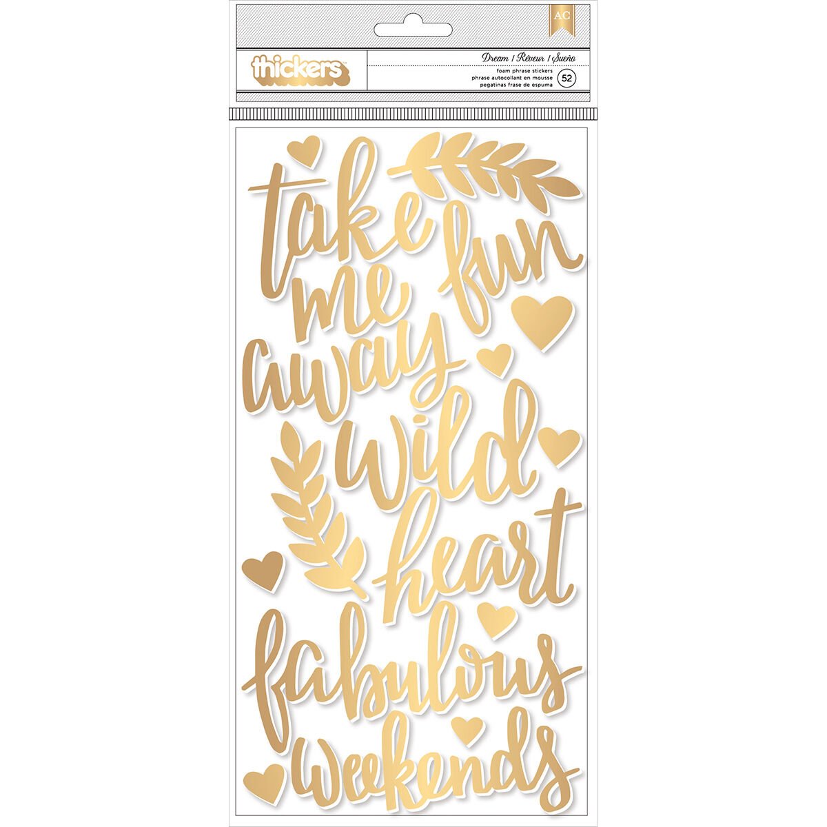 American Craft Collection Thickers With Foil Accents Phrases Foam Dream