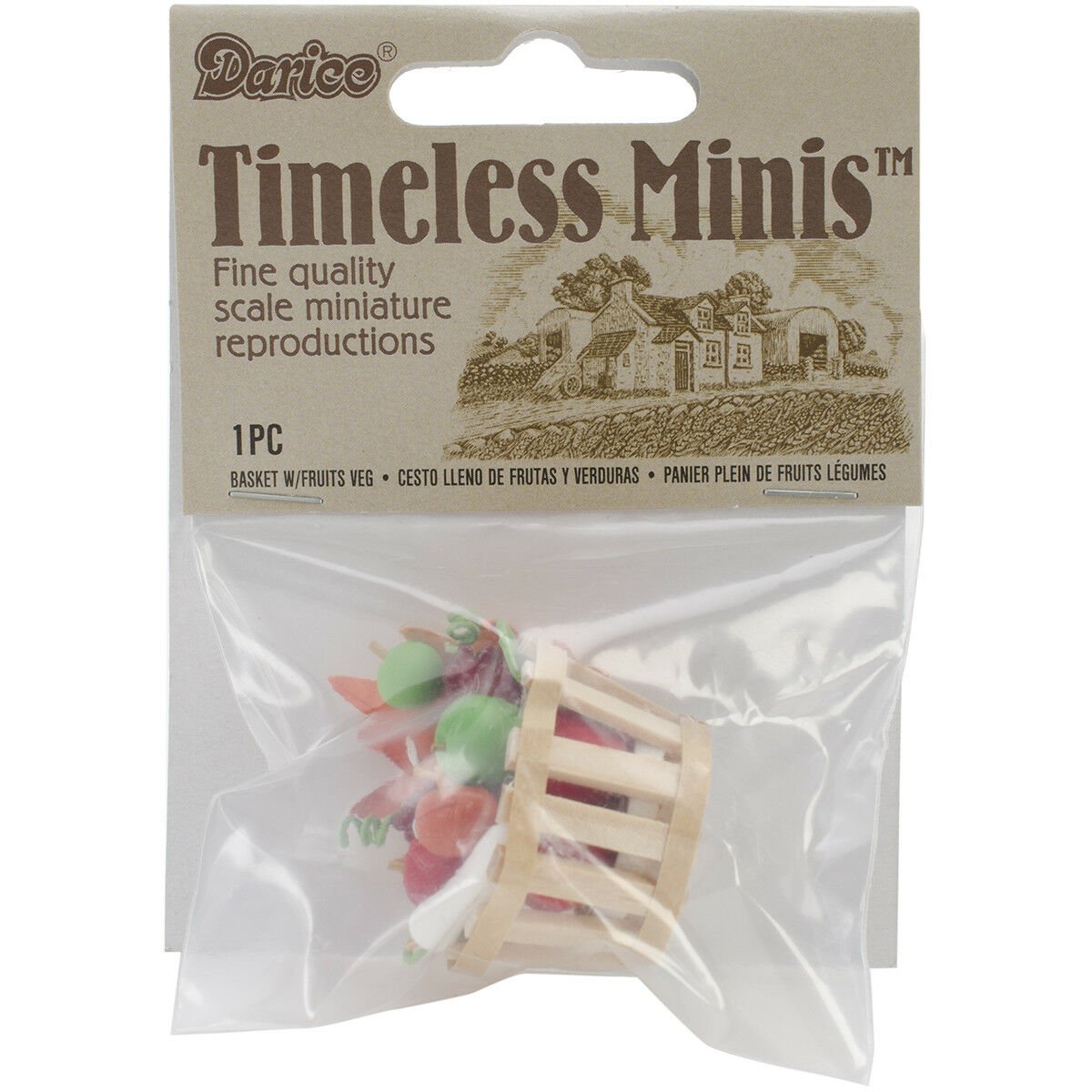 Darice Timeless Miniatures Fall Basket with Fruits and Vegetables