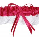 Darice Victoria Lynn Garter Fuchsia and White Lace with Bow 10 pieces
