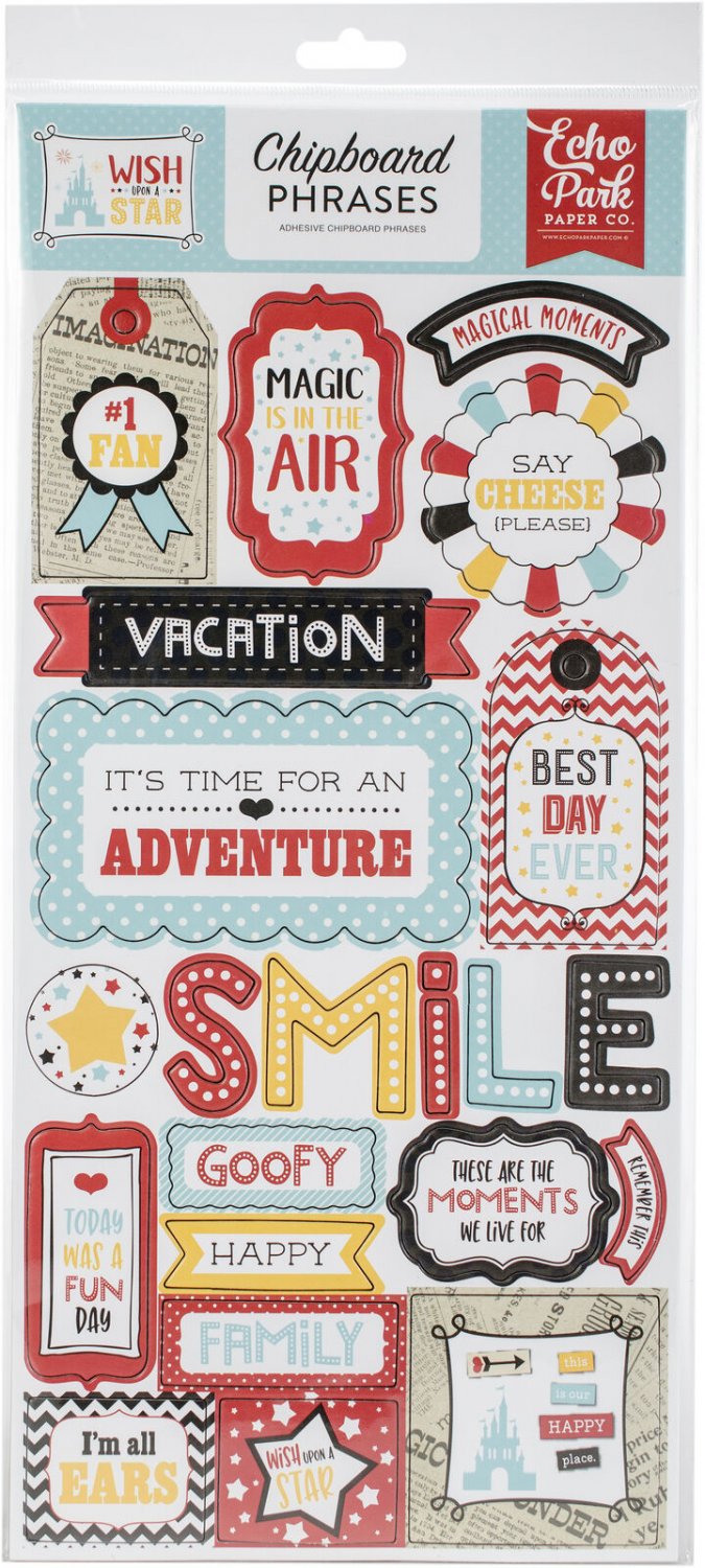 Echo Park Chipboard Phrases 6"X13"-Wish Upon A Star