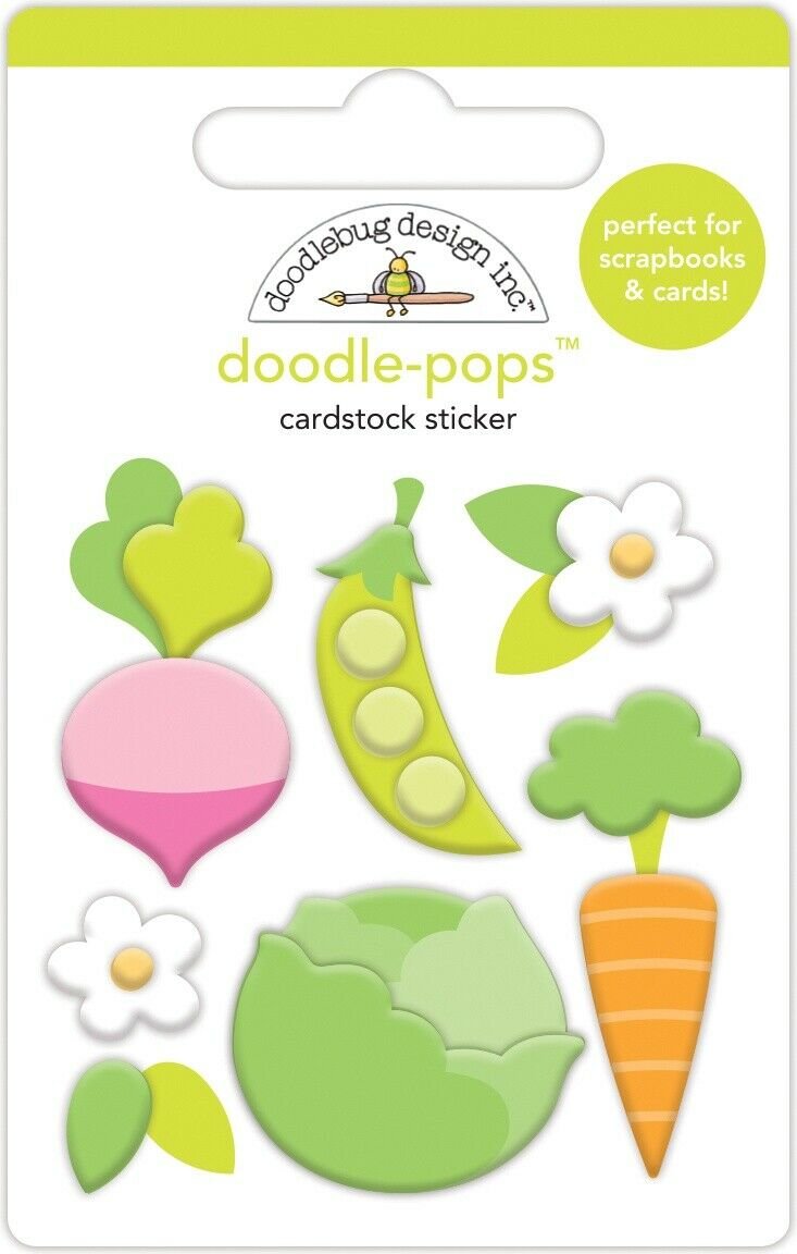 Doodlebug Doodle-Pops 3D Stickers-Little Garden