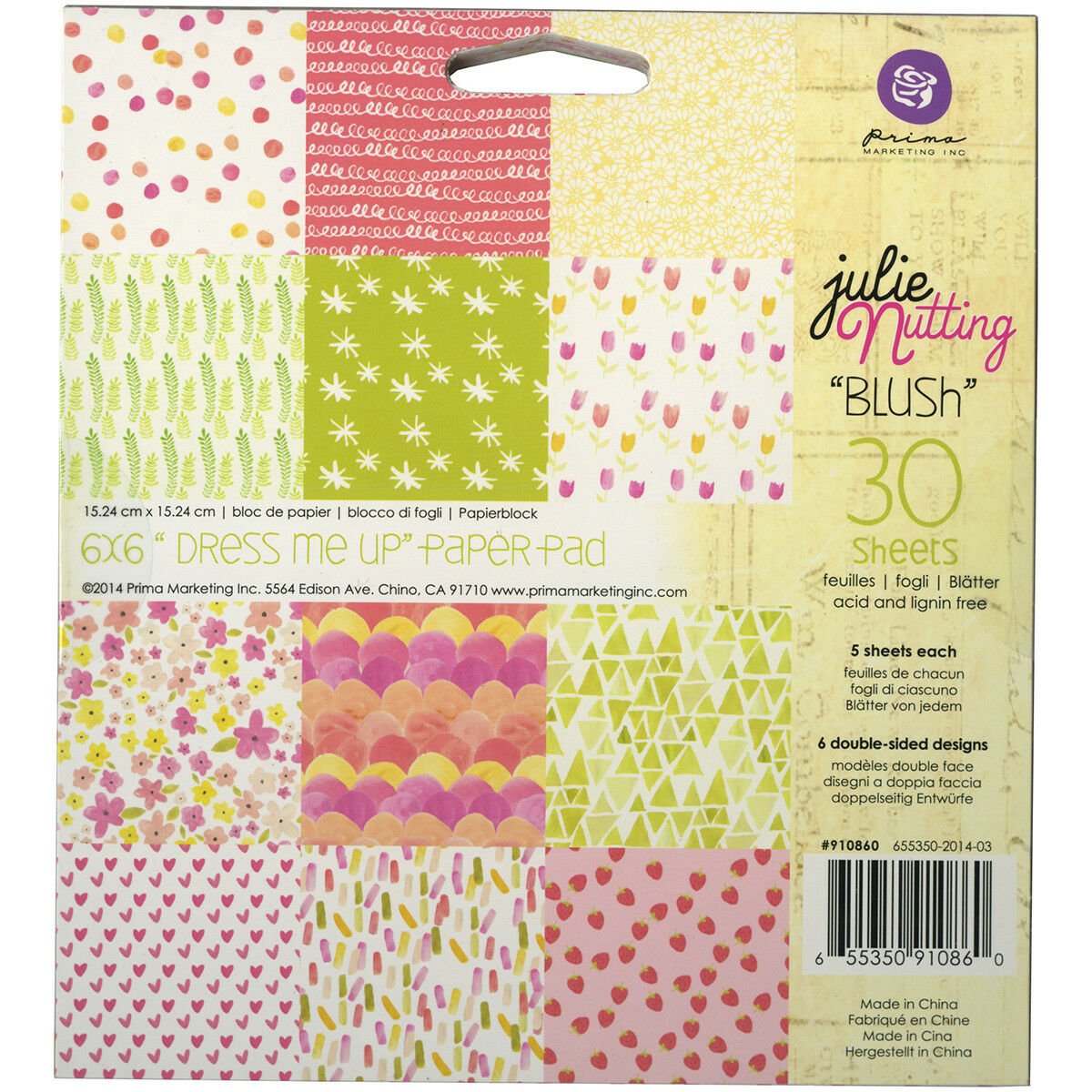 Prima Marketing Double-Sided Paper Pad, 6-Inch by 6-Inch, Julie Nutting Blush