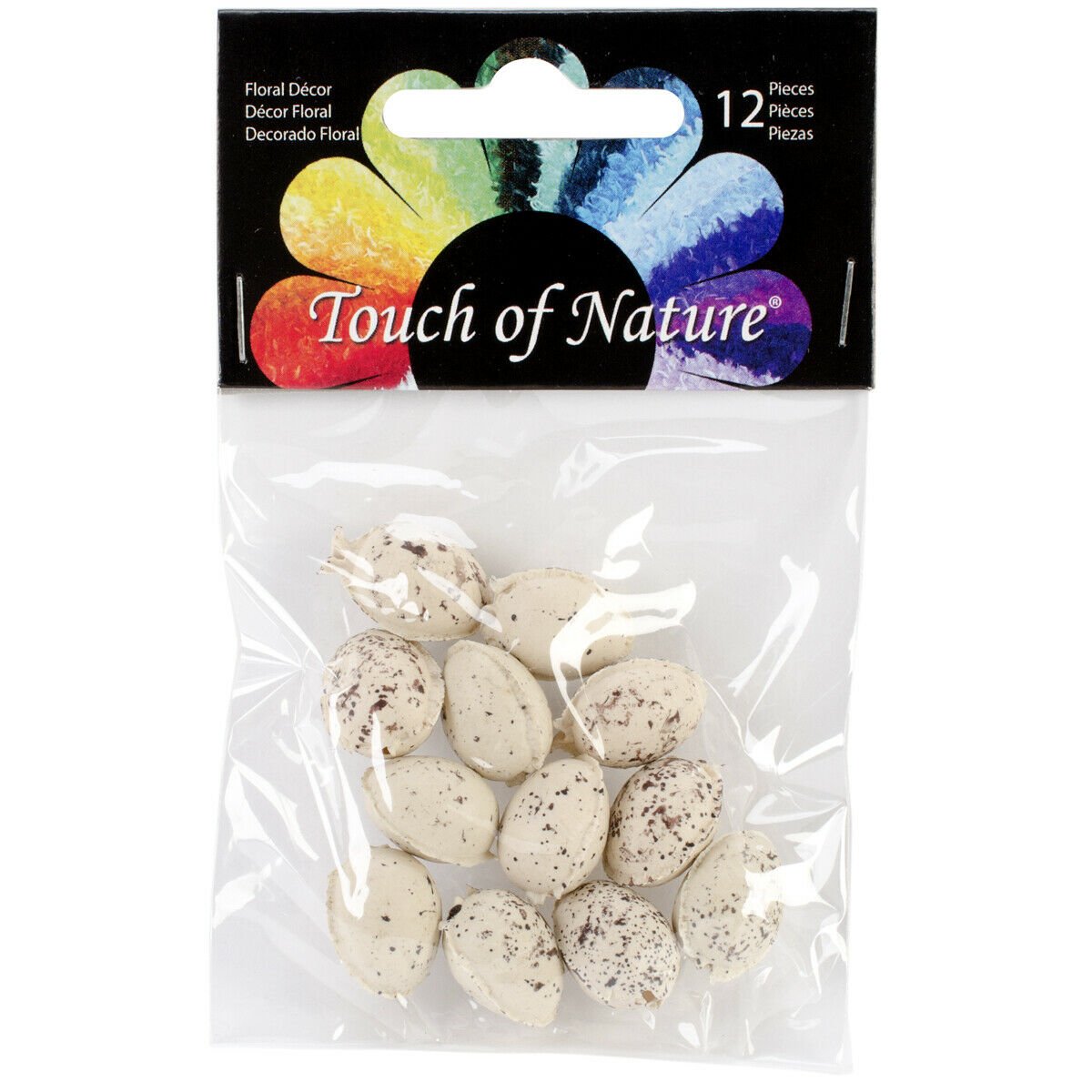 Plastic Bird Eggs .5" 12/Pkg-Beige W/Brown Speckles