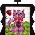 Bucilla/Beginner Minis Counted Cross Stitch Kit 3" Scallop-Kitty (14 Count)