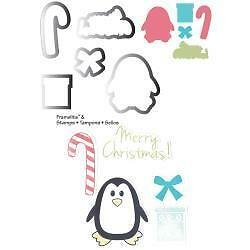 Sizzix Framelits Globe Die Set with Stamps, Mittens & Snow, Grey