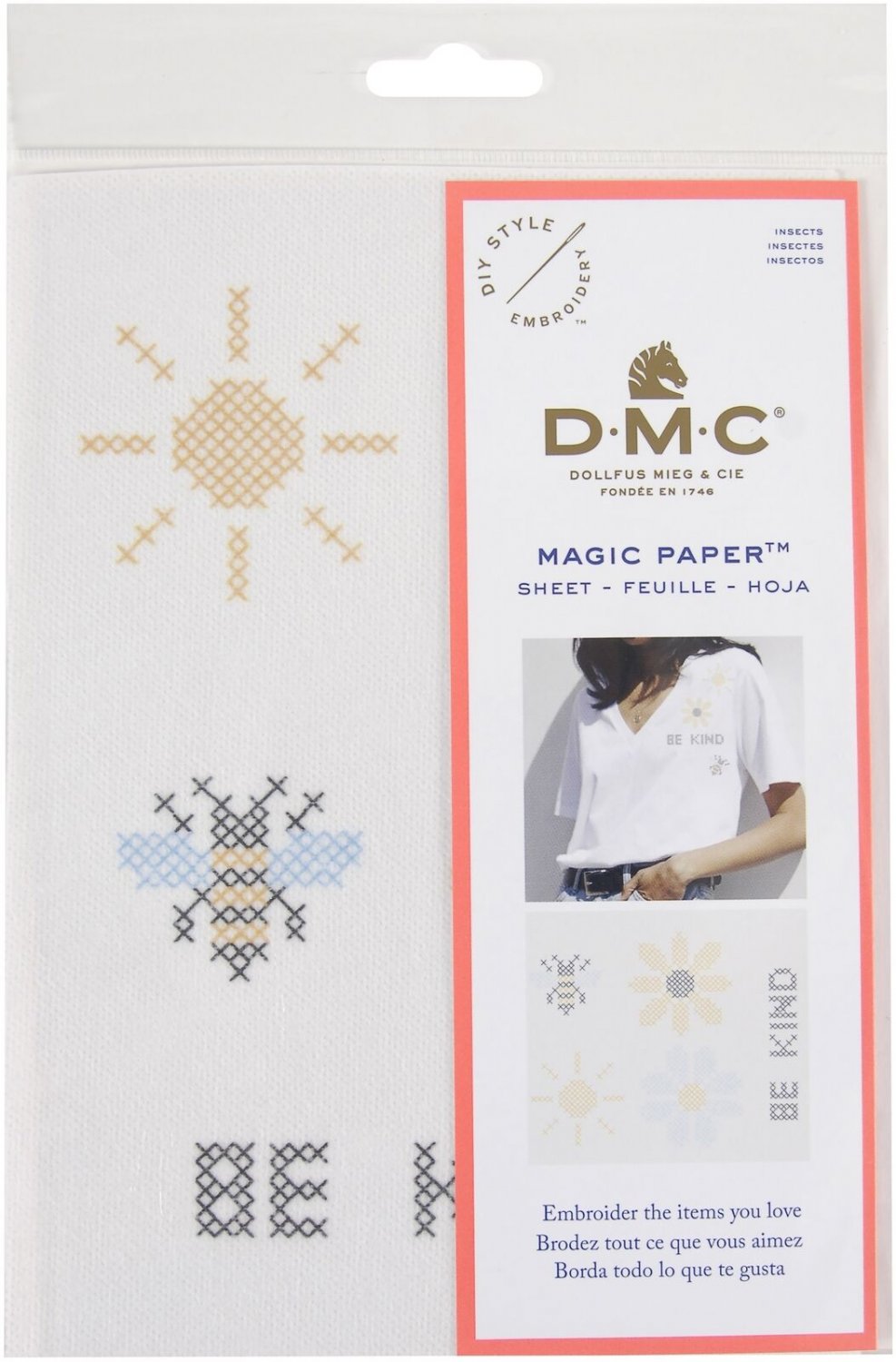 Dmc Magic Paper Pre-Printed Needlework Designs-Insects - Cross Stitch