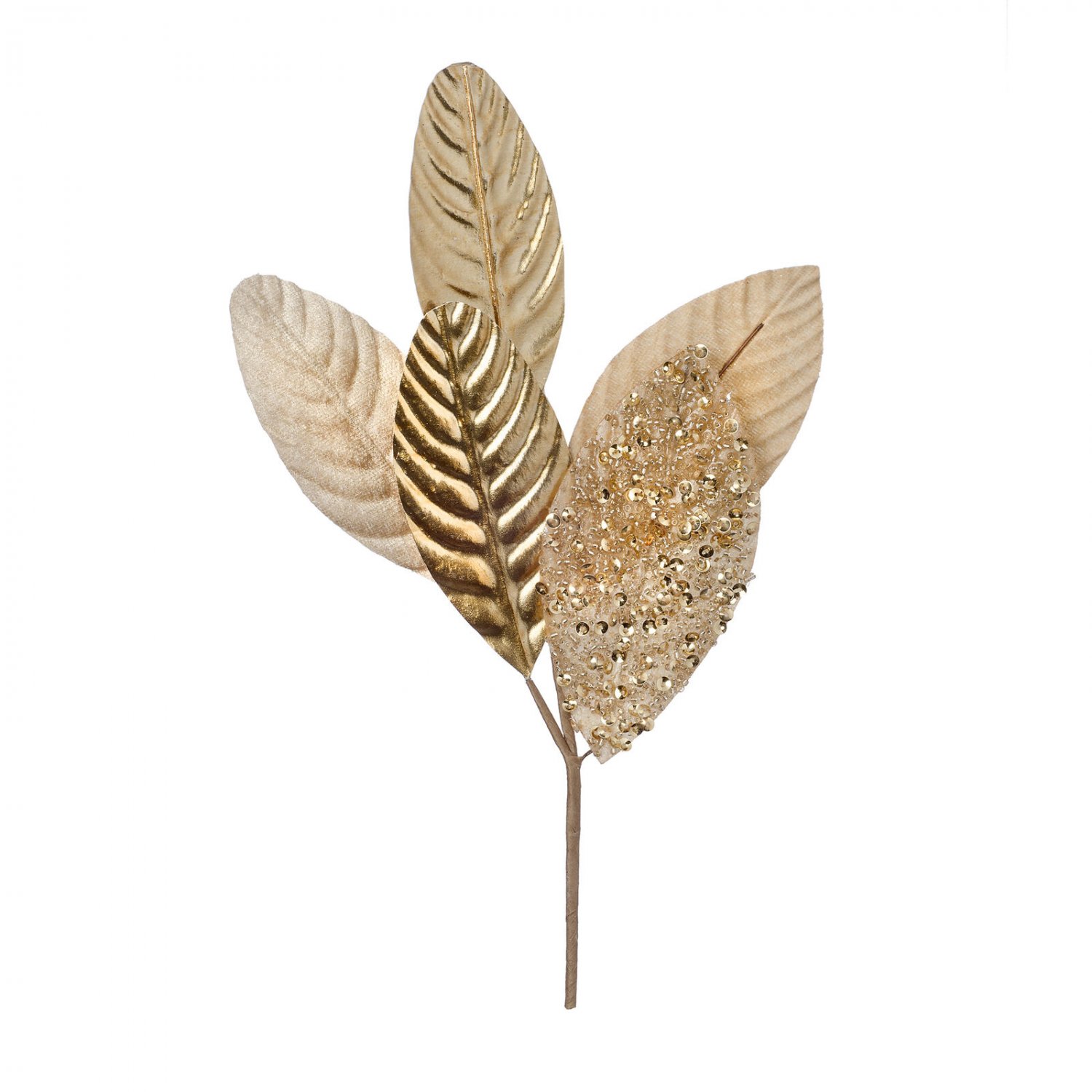 Darice Artificial Metallic Leaf Pick Gold And Champagne 7.9 X 12 Inches