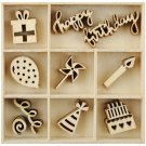 Kaiser Craft Flourishes Die Cut Wood Pieces Pack Party