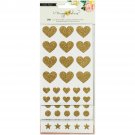 American Craft Crate Paper Maggie Holmes Shine Glitter Basic Stickers, Gold