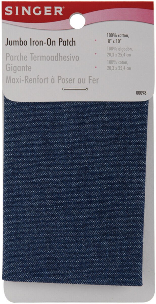 Singer Iron-On Jumbo Patch 8"X10" 1/Pkg-Denim