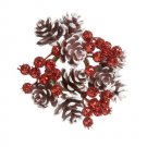 Darice Pinecone and Berry Candle Ring Glitter Brown White And Red 4 Inches
