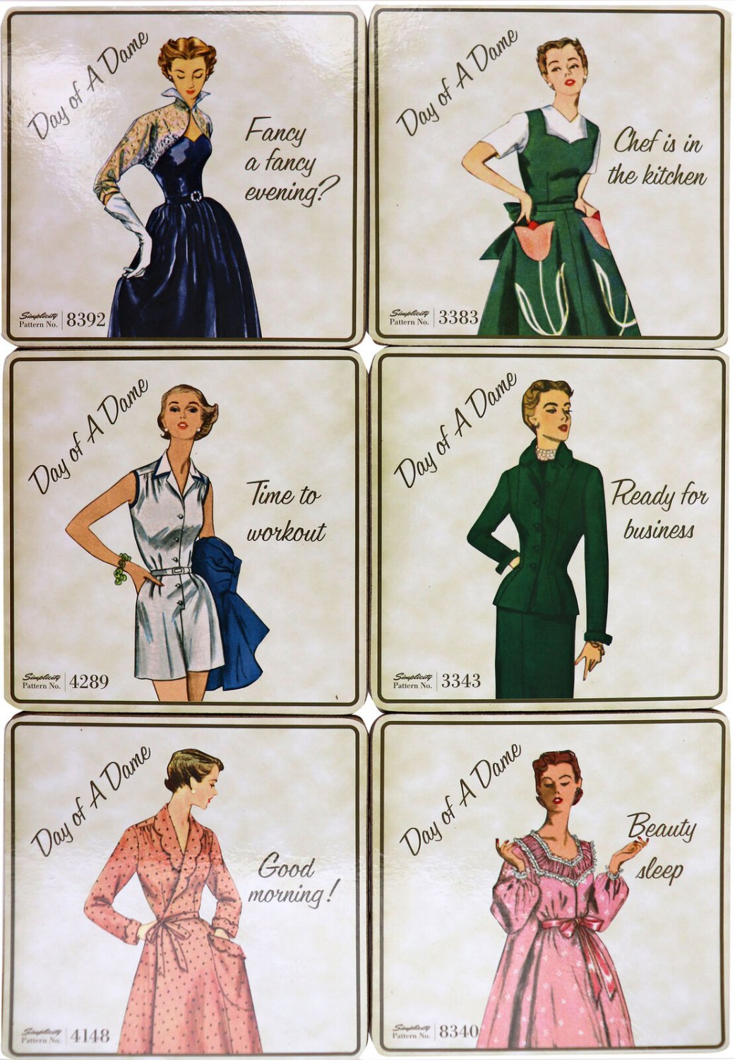 Simplicity Vintage Coasters 6/Pkg-