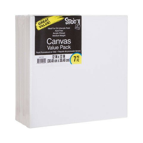 Darice Studio 71 Medium Weight Stretched Acrylic Canvas Value Pack 12 x 12 inch