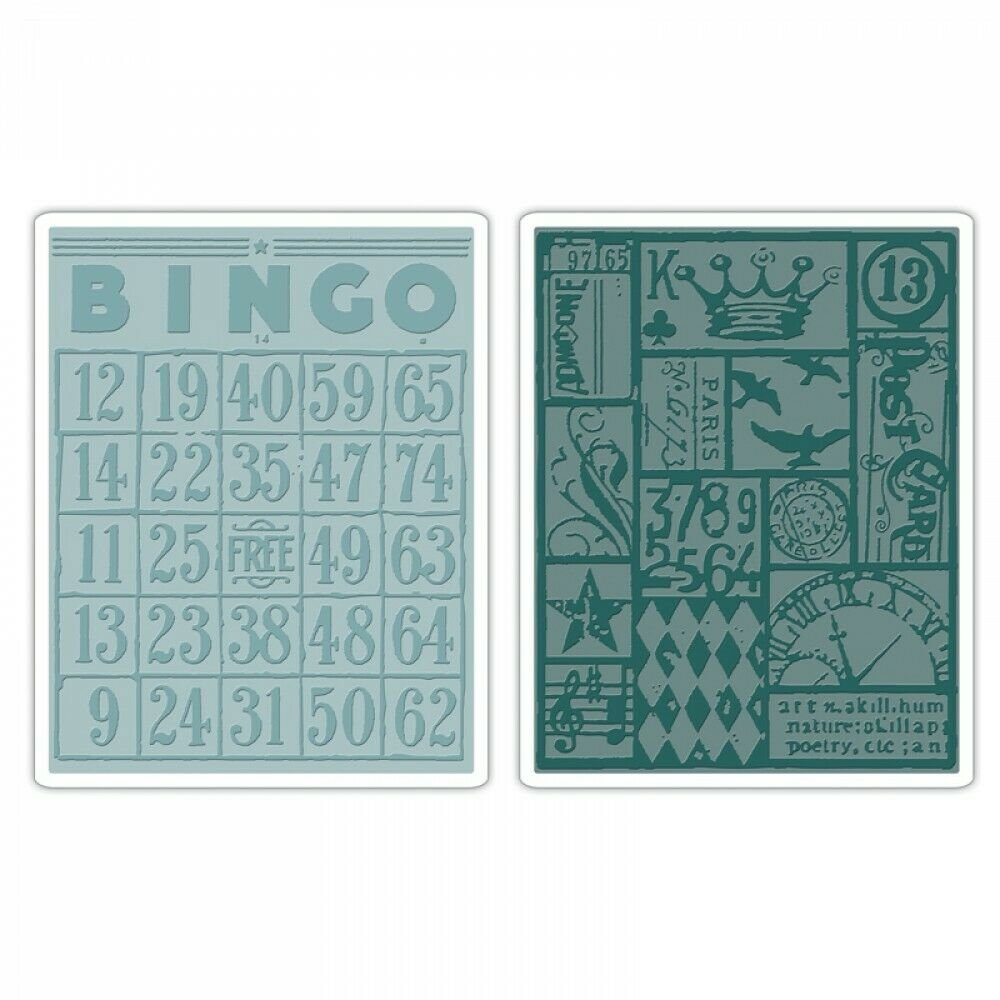 Tim Holtz Texture Fades Embossing Folders Bingo And Patchwork Set