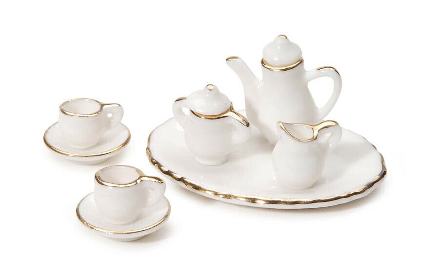 Darice Miniature &Atilde;�&Acirc;&nbsp;White Ceramic Tea Service&Atilde;�&Acirc;&nbsp;2.5 inches