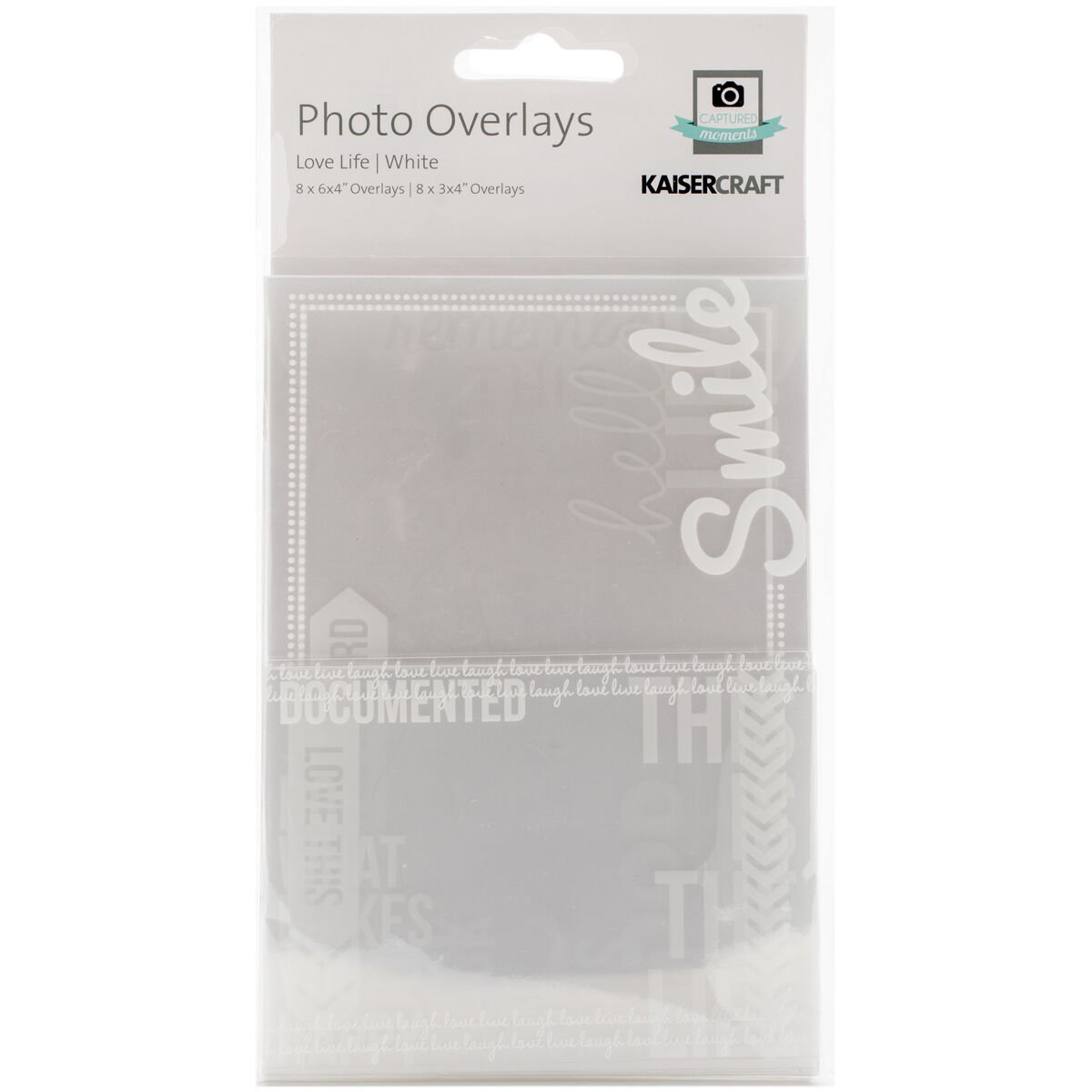Kaiser Craft Captured Moments Collection Photo Overlays Love Life White
