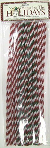 Darice Chenille Stems - 8mm - Red, White & Green Candy Cane Twists - Big Value