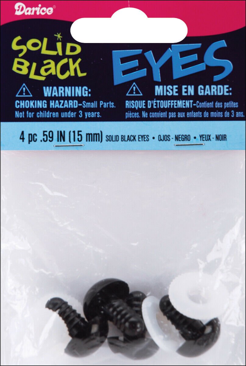 Darice Shank Back Solid Eyes with Plastic Washers 15 mm Black