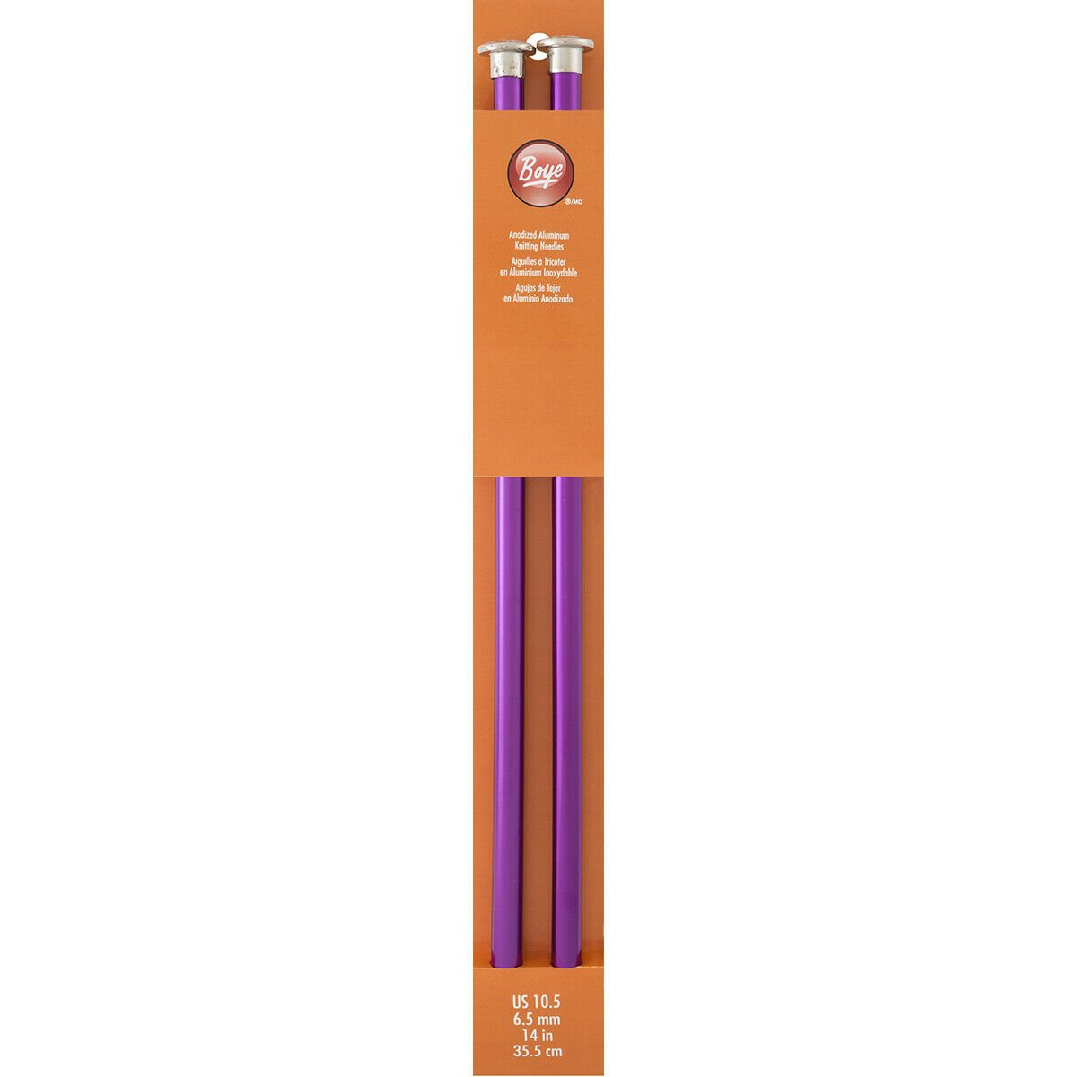 Boye Single Point Aluminum Knitting Needles 14"-Size 10.5/6.5mm