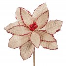 Darice Burlap Poinsettia Pick Glitter Red And Natural 8 Inches