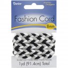 Darice Braided Fashion Cord 8 mm X 1Yard Black and White