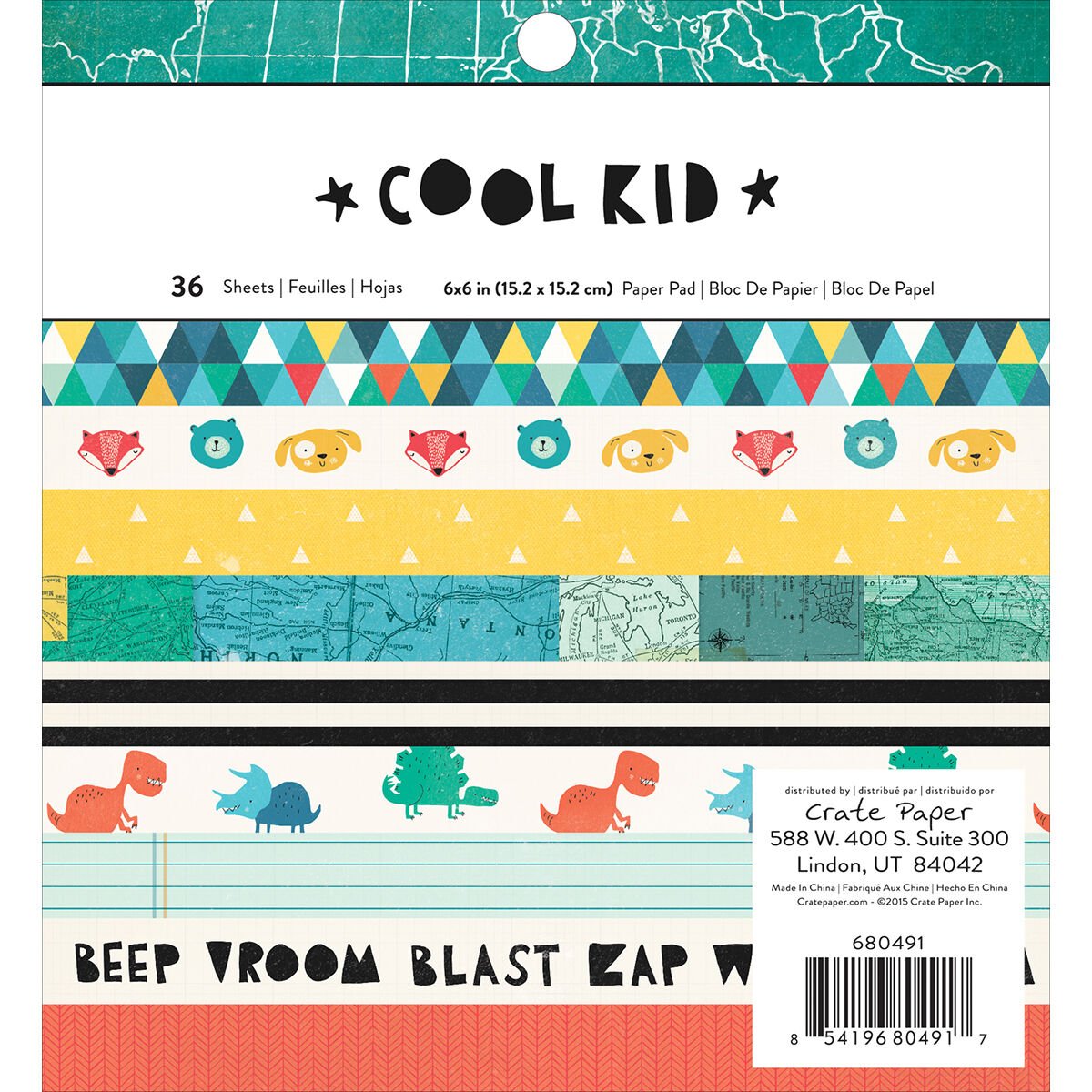 American Craft Crate Paper Cool Kid Collection 6 X 6 Paper Pad