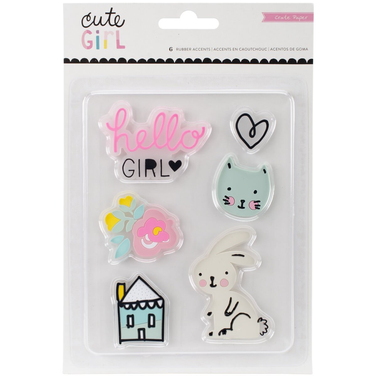 American Craft Crate Paper Cute Girl Collection Rubber Accents