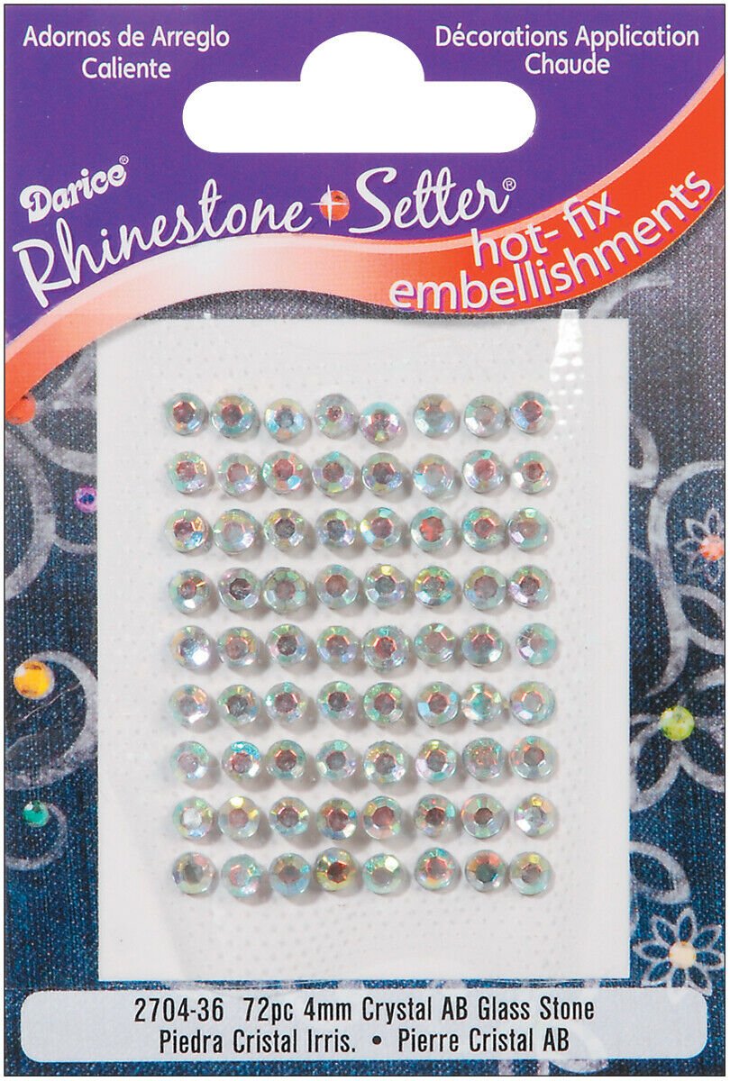 Darice Rhinestone Setter Hot Fix Glass Stones 4 mm Crystal Ab