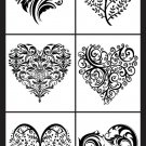 Armour Rub N Etch Stencil Fancy Hearts