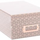 American Crafts DCWV Photo Box with Bookplate Gray Geo with Rose Gold Foil