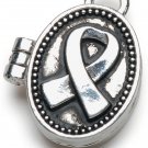 Darice Prayer Box metal Charm Oval with Cause Ribbon Antique Silver