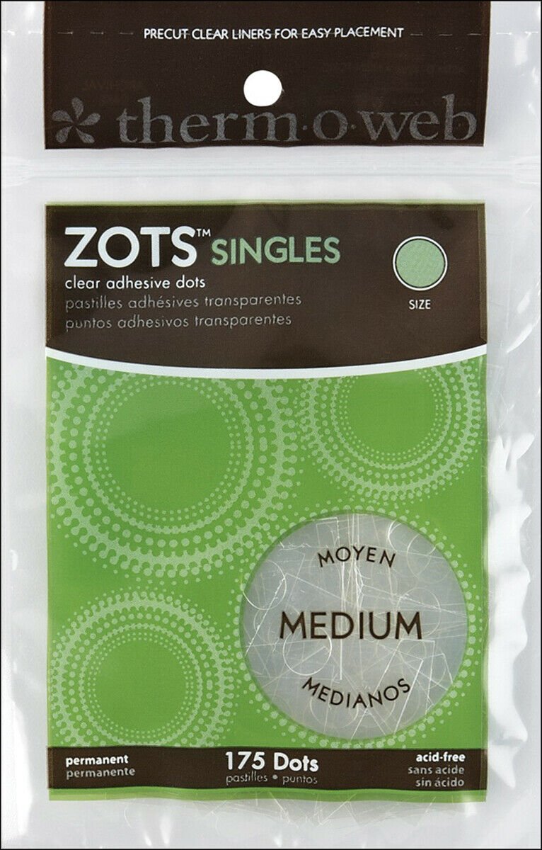 Zots Singles Clear Adhesive Dots-Medium 3/8"X1/64" Thick 175/Pkg