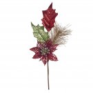 Darice Glitter Mixed Poinsettia Pick Red/Green, 3 x 8.5 Inches