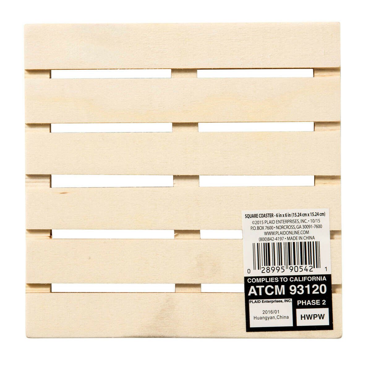 Plaid Enterprises, Inc. Plaid Craft Surfaces Unpainted Wood Shape, Square Pallet