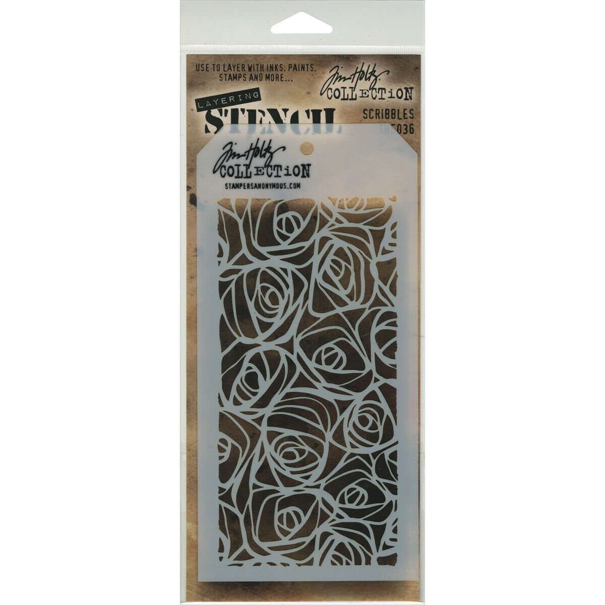 Tim Holtz Layered Stencil 4.125"X8.5"-Scribbles
