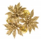 Darice Ornament And Poinsettia Candle Ring Glitter, Gold