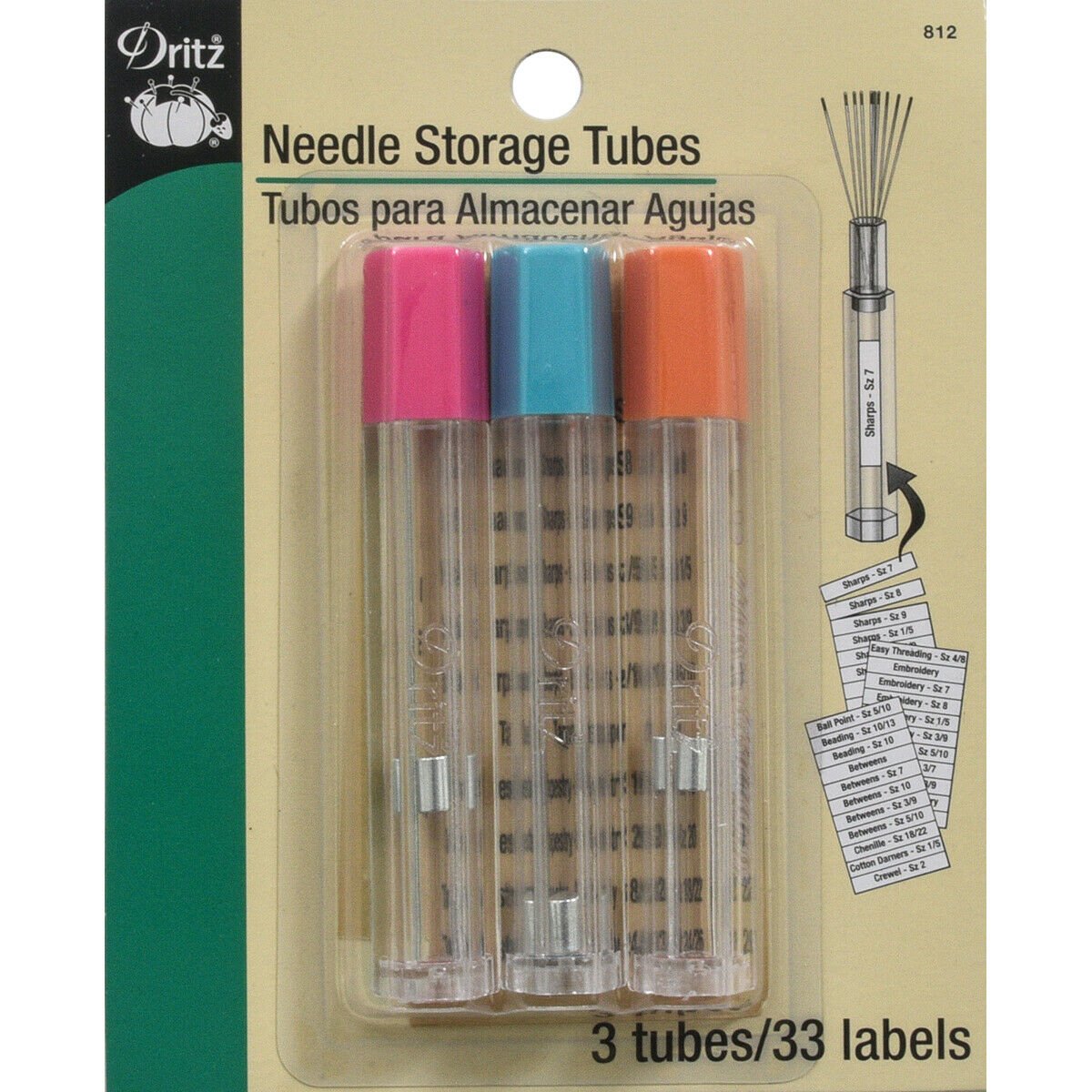 Dritz Needle Storage Tubes 3/Pkg-Clear