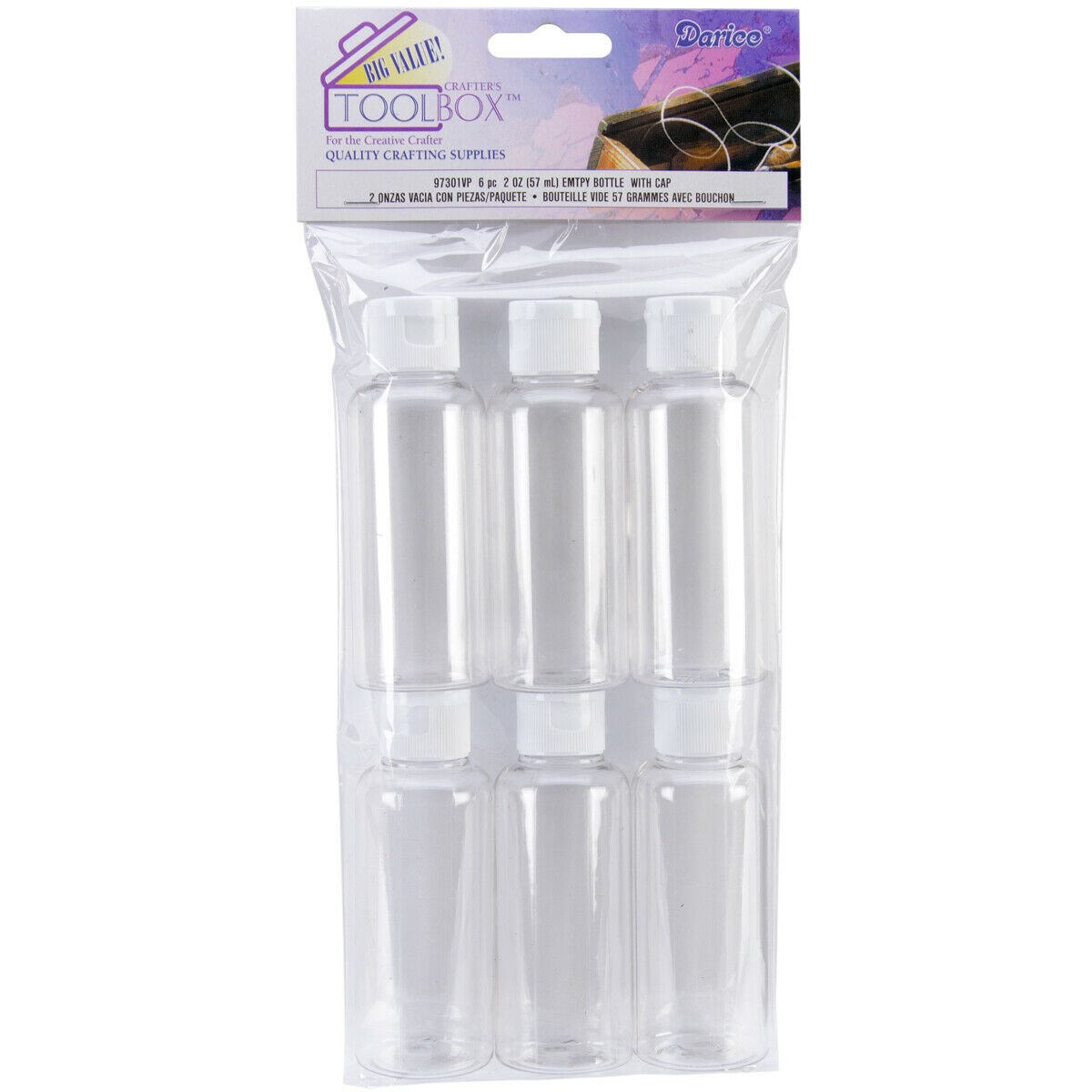 Darice Storage Plastic Bottles with Caps Clear