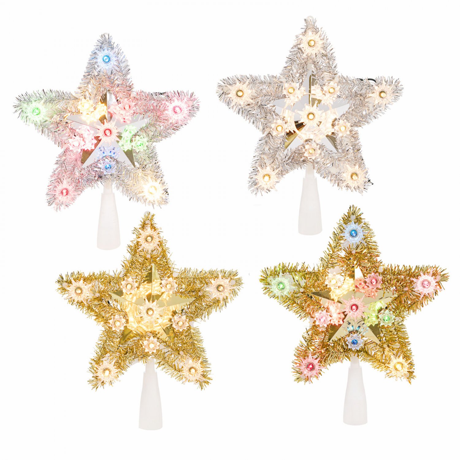 Darice 1Lt 5 Point Tinsel Star Tree Top 4 Styles