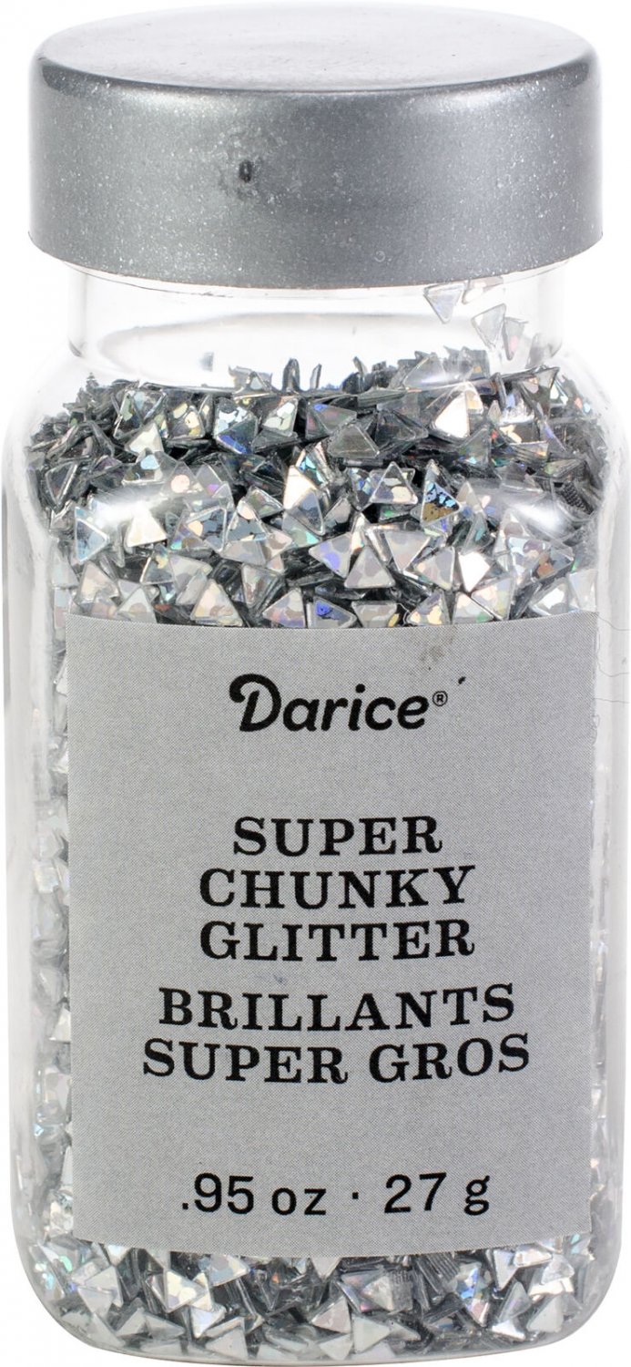 Darice Super Chunky Glitter .95oz-Silver Triangle