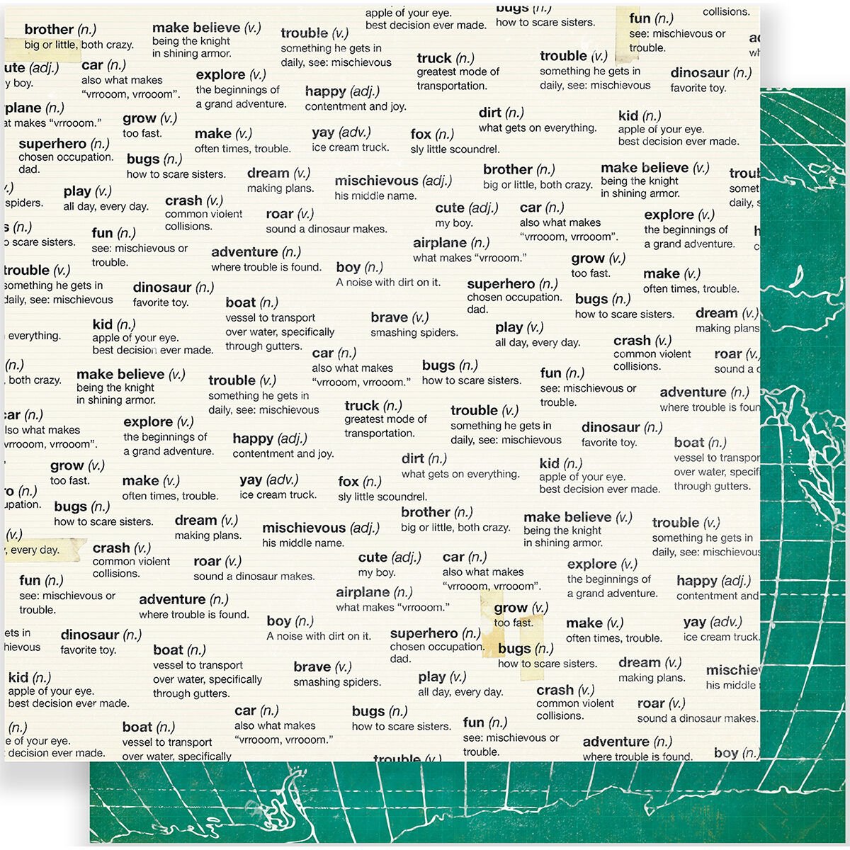 American Craft  Cool Kid Collection 12X12 Double Sided Paper Awesome
