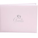 Darice Guest Book Pink with Silver Embossed Footprints 8.5 X 6 Inches