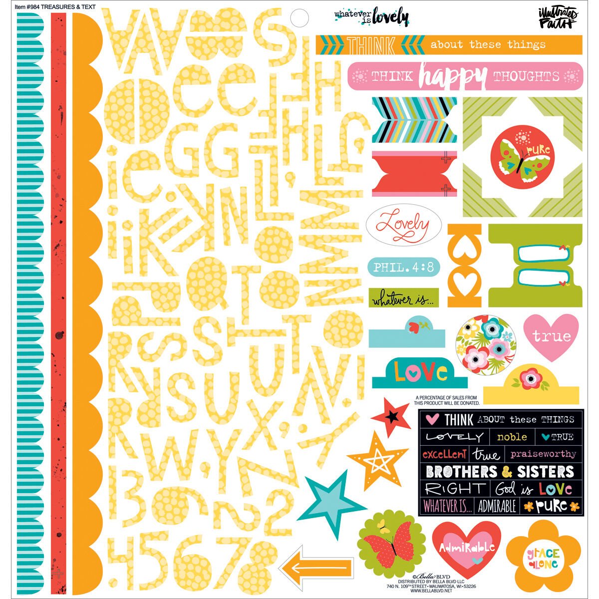 Bella Blvd Whatever Is Lovely Sticker Sheet Illustrated Faith