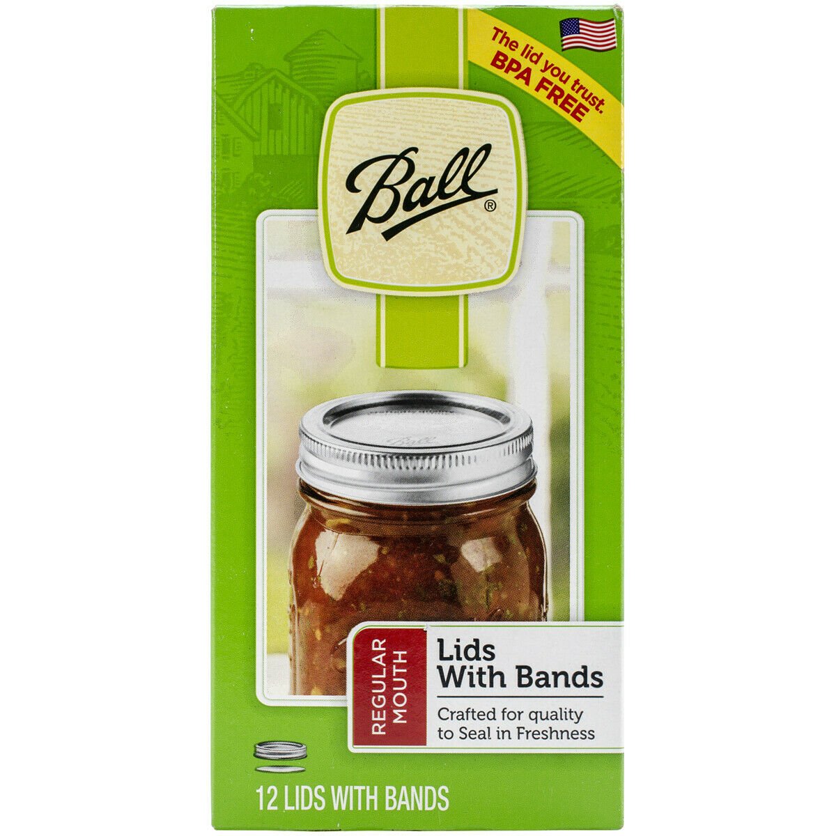 Ball(R) Lids & Bands 12/Pkg-Regular Mouth Silver