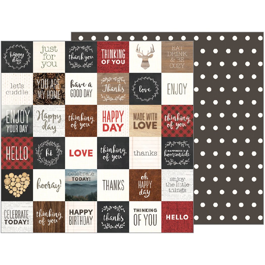 American Craft  Warm Cozy Collection 12X12 Double Sided Paper Cozy Sentiments