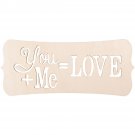 Darice Laser Cut Wood Sign-Fancy Rectangle You+Me=Love 14"X5.5", Beige