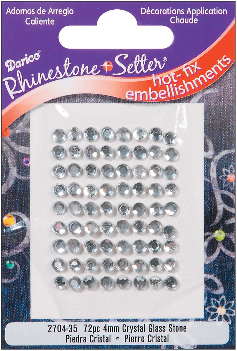 Darice Rhinestone Setter Hot Fix Glass Stones 4 mm Crystal